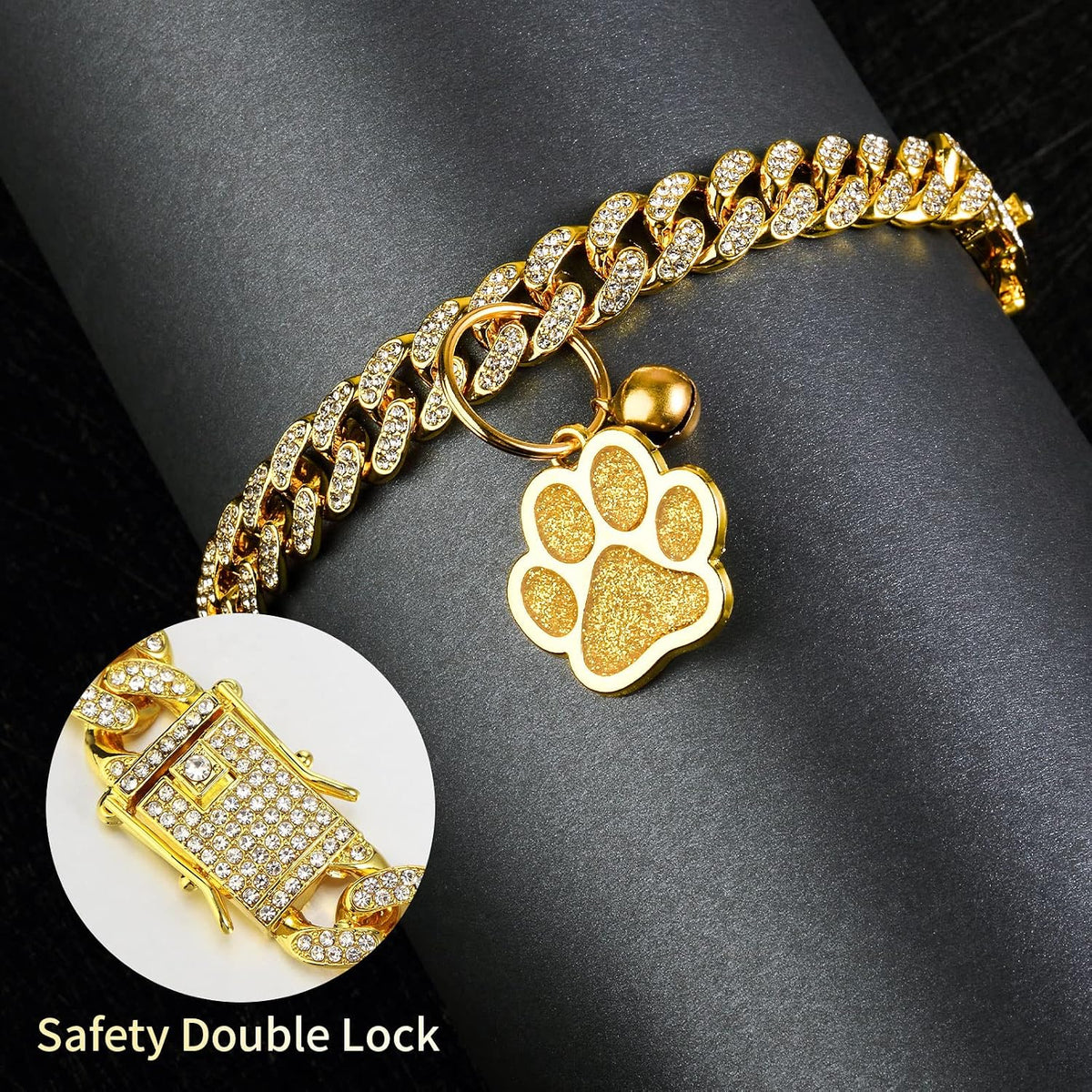 Hillban Cat Collar Chain Diamond Jewelry Gift, 8 Inch, Gold