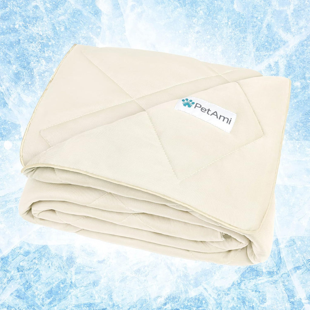 PetAmi Cooling Dog Blanket Lightweight Soft for Large Pet Cat, 40x60 Beige
