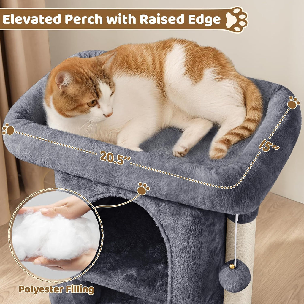 Yaheetech Small Cat Tree 23.5in for Kittens & Senior Cats, Low Profile Gray