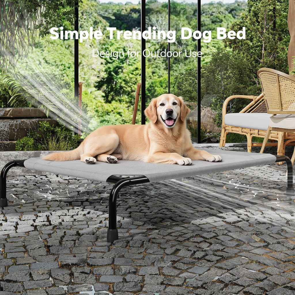 Simple Trending Raised Dog Bed for Large Dogs, Waterproof XL Dog Cot, Grey