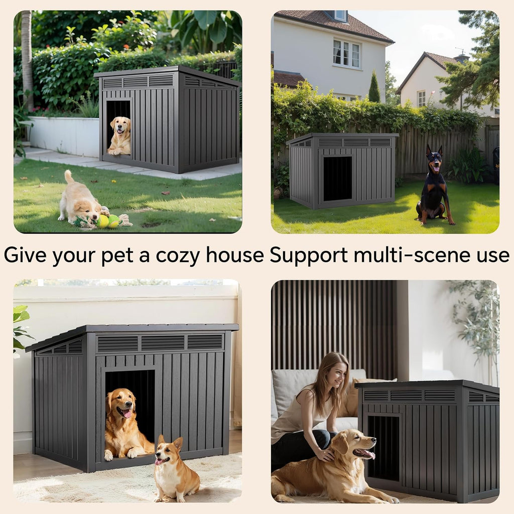 VIXZEN Dog House Outdoor & Indoor, Medium Size, Black