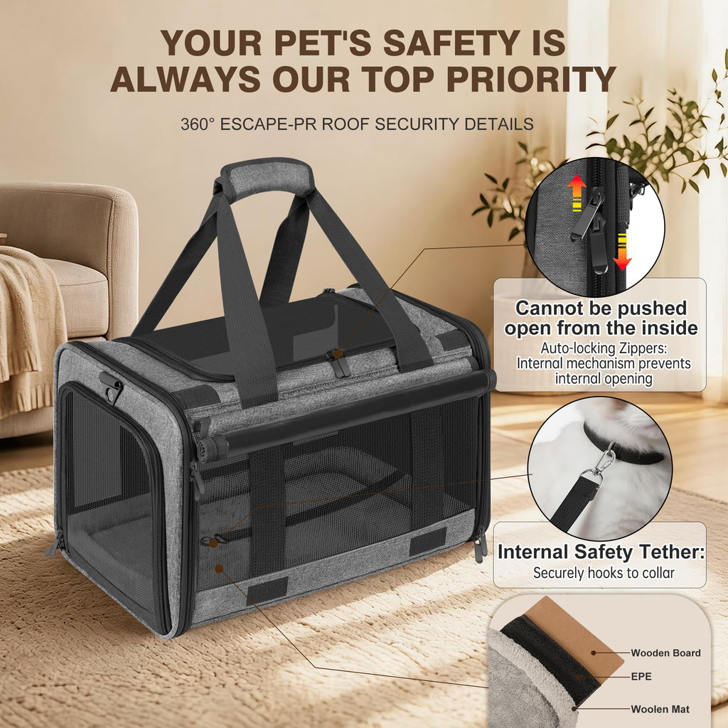 SMBFKGK Soft Sided Cat Carrier for Anxious Pets with Privacy Roller Blinds