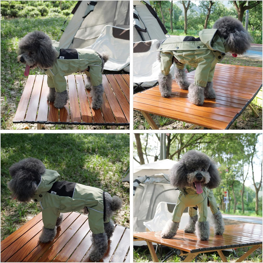 LOVELONGLONG Waterproof Dog Raincoat with Removable Hood – Outdoor Full Body Dog Jacket, Windproof Snowproof Shell Suit 