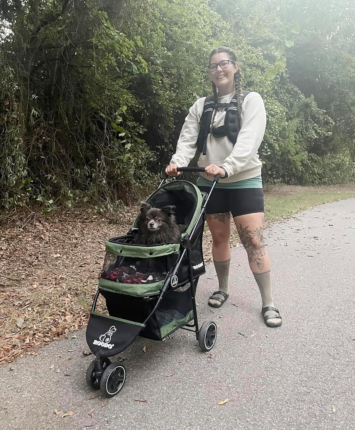 ROODO 3 Wheel Pet Stroller Best Lightweight Foldable Compact Portable Jogger All Terrain Travel Pet Gear Puppy Kitty Str