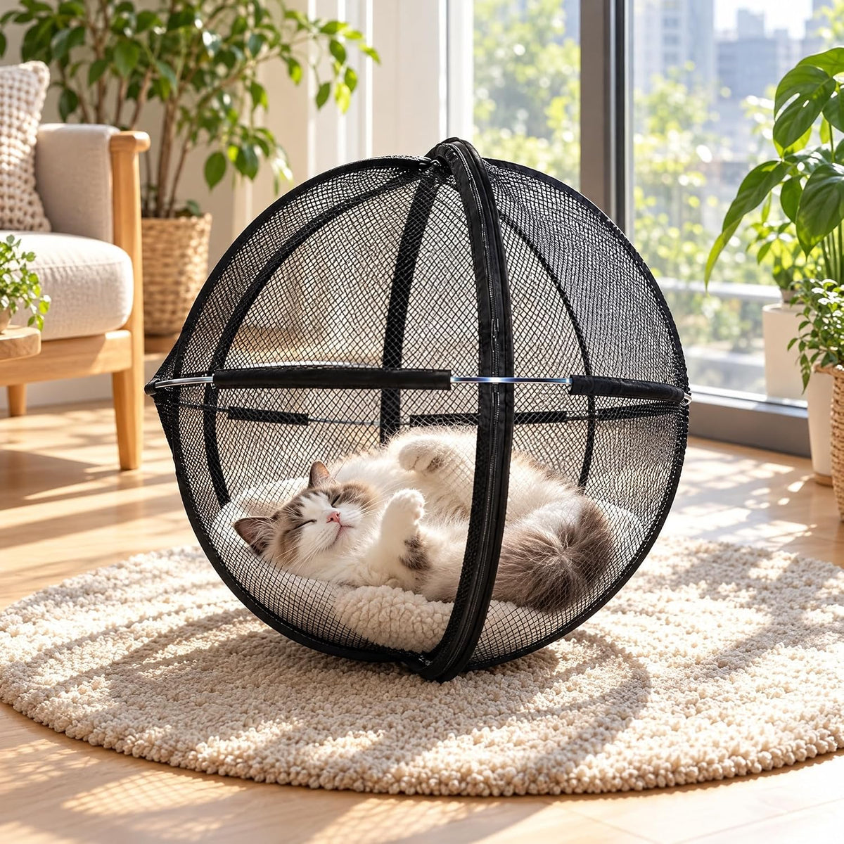 Outdoor Cat Enclosure, Cat Hamster Ball ，360° Panoramic Rolling Cat Playpen