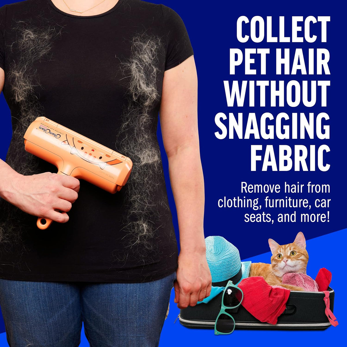 ChomChom Roller Pet Hair Remover – Original Size Reusable Lint Roller for Cat & Dog Hair on Furniture, Couch, Carpet, Ca