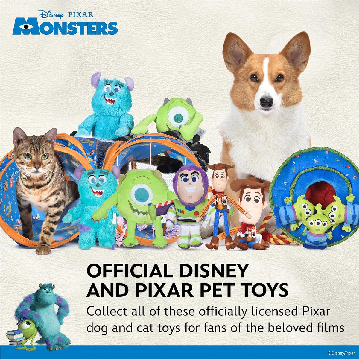 Disney Pixar, Monsters Inc, Squeaky Dog Toy, Mike Wazowski, Sulley