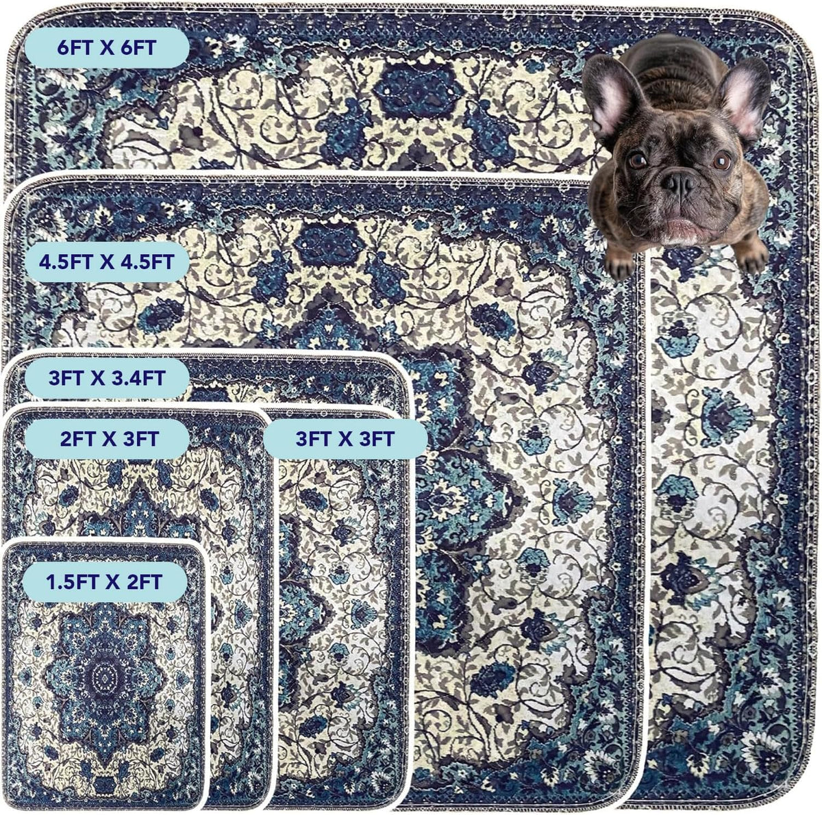 PUPIBOO Washable Pee Pads for Dogs and Cats - Super Absorbent Reusable Puppy Training Pads - 100% Waterproof, Leak-Proof