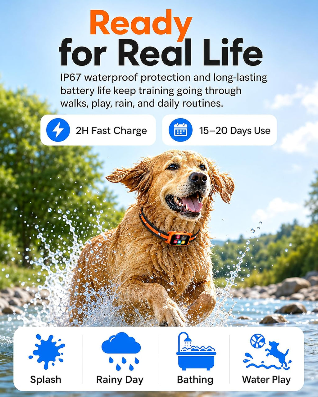 New Upgrade Dog Bark Collar for Large Medium Small Dogs, Smart Rechargeable Anti Barking Collar with Beep and Vibration,