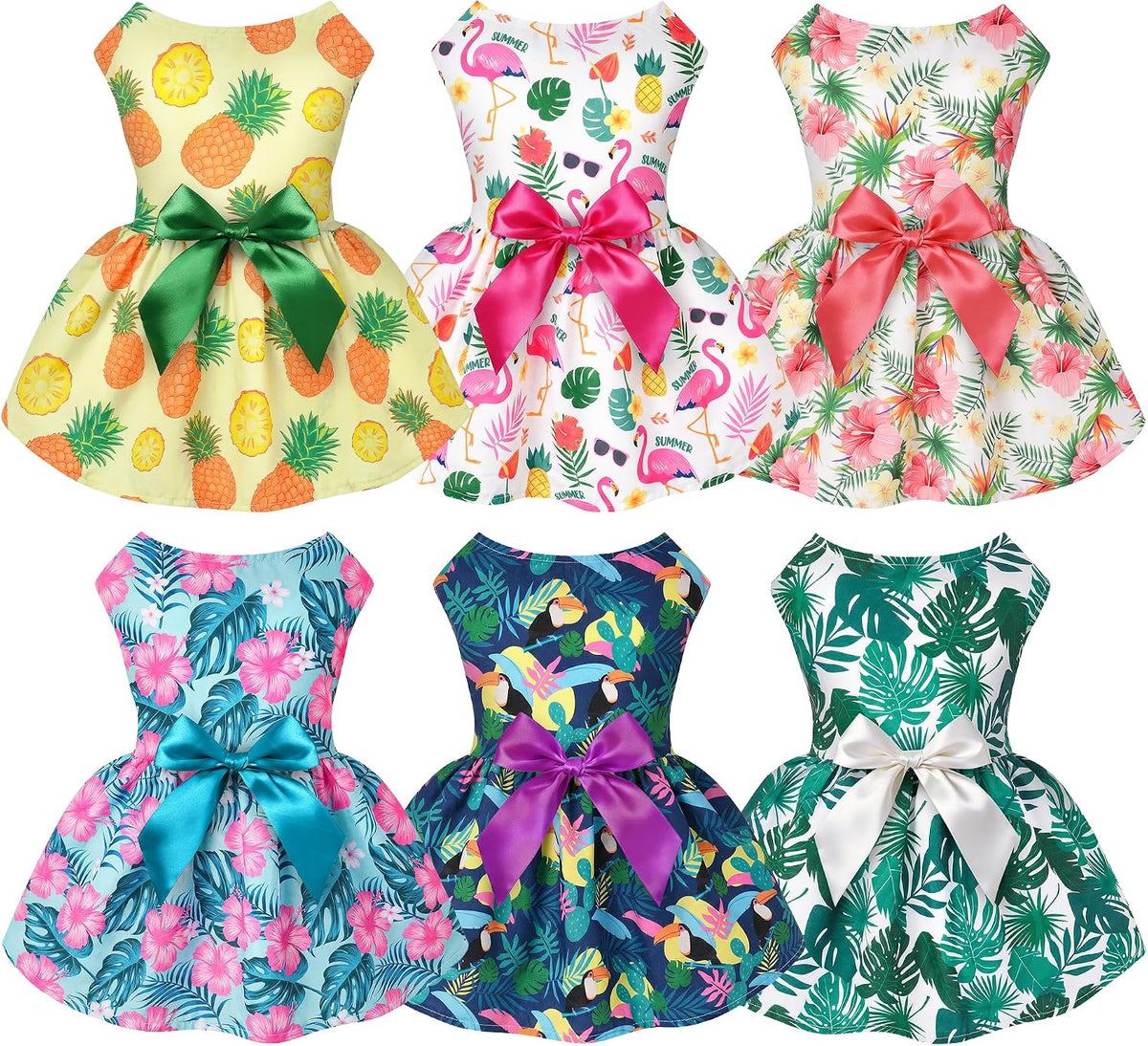 5 Pack Girl Dog Clothes Floral Summer Puppy Princess Bowknot Dog Dresses for Small Dogs Girl Clothes Cute Outfits for Bo