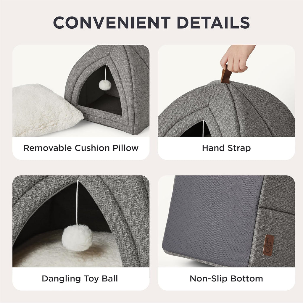 Bedsure 2in1 Cat Beds for Indoor Cats Cave for Kitten with Washable Pillow