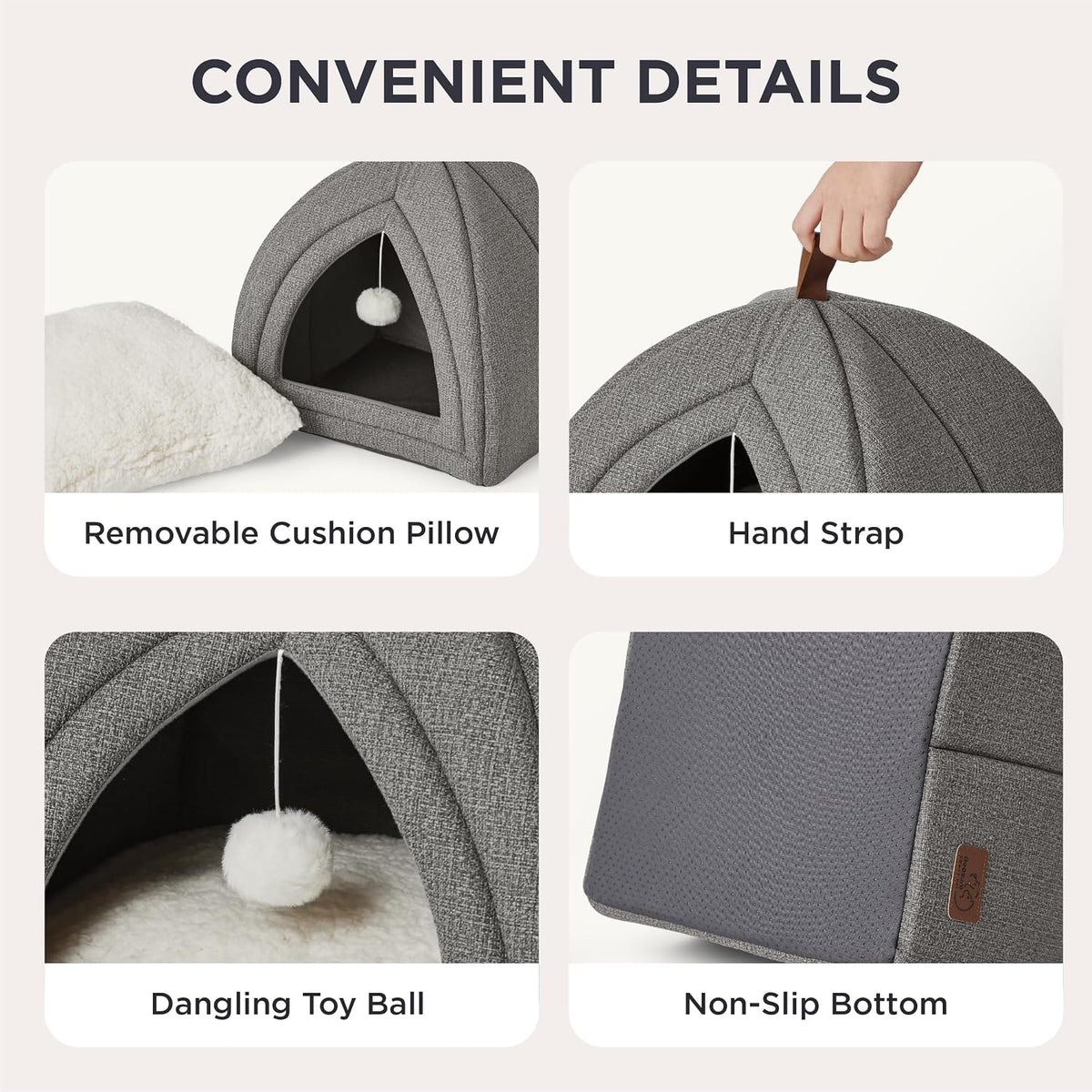 Bedsure 2in1 Cat Beds for Indoor Cats Cave for Kitten with Washable Pillow
