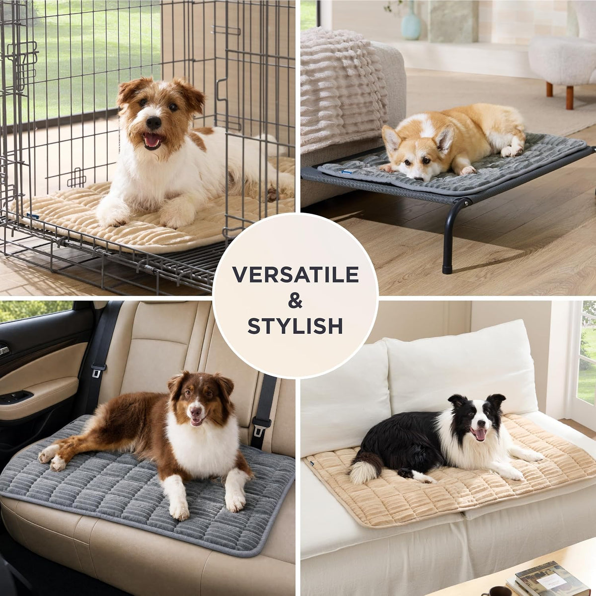 Bedsure ComfyFleece® Washable Dog Crate Pad,Soft Thin Medium Pet Mat,30"