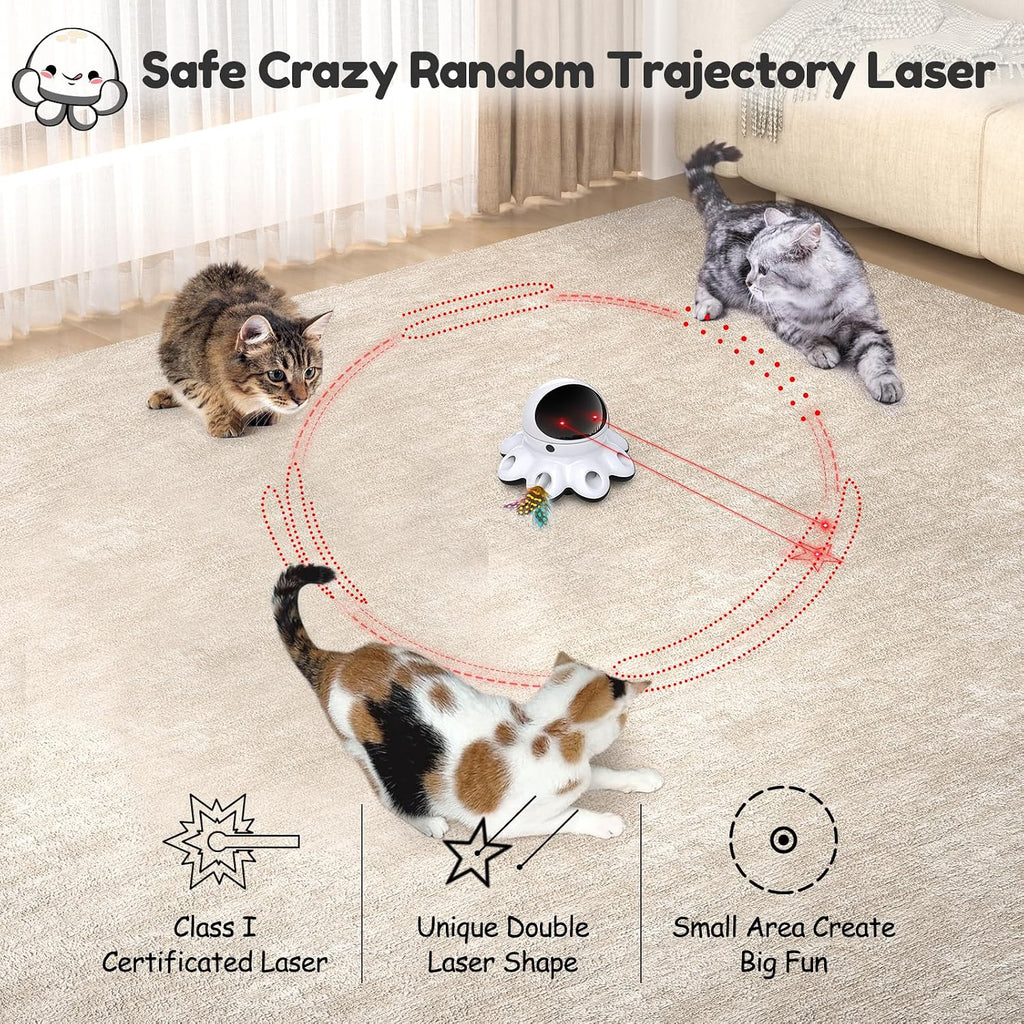 ORSDA Cat Laser Toy, 2-in-1 Interactive Automatic Motion Activated Moving 8 Holes Whack A Mole Feather, USB Rechargeable