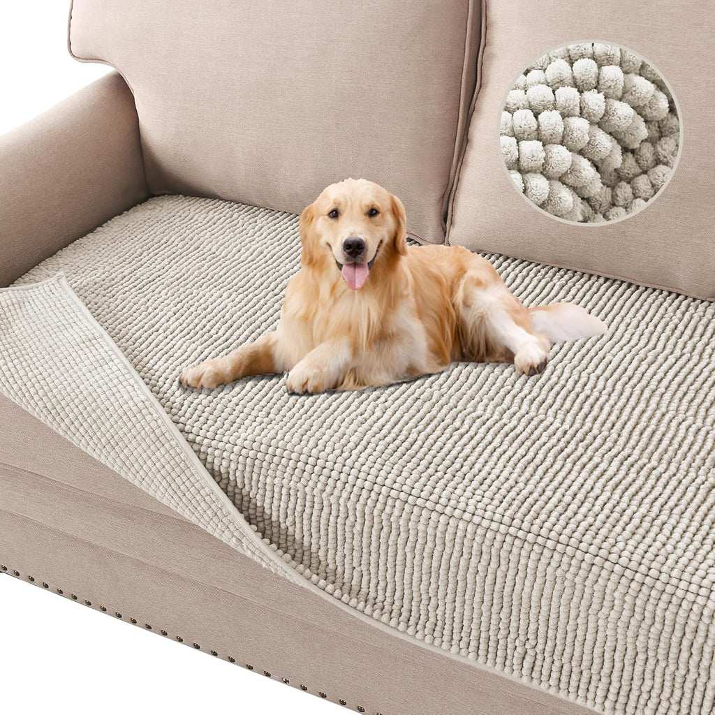 H.VERSAILTEX Plush Chenille Dog Bed Cover Thick Soft Sofa Cover for 3 Cushion Couch Anti Slip Couch Cover Furniture Prot