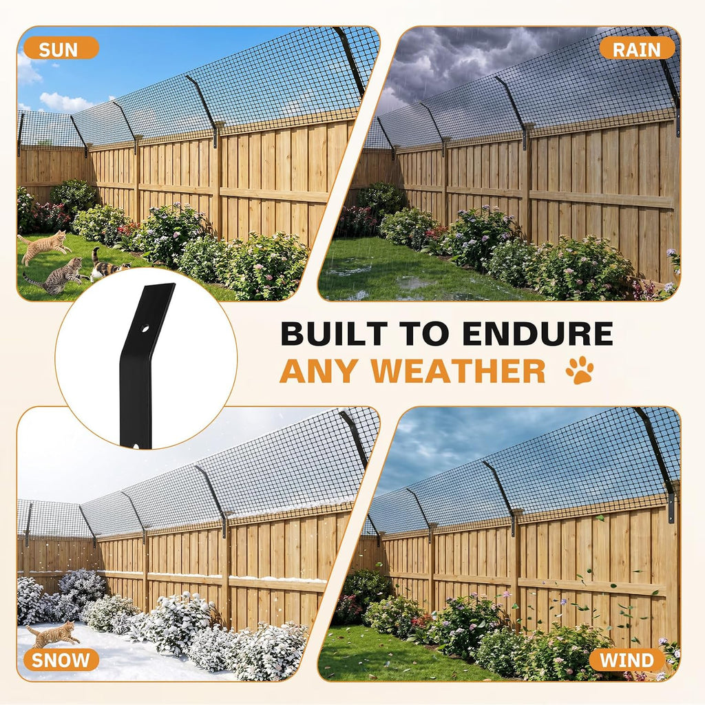 Cat Fence Outdoor Barrier 33FT, Anti-Climb Fence Topper with Install Kit