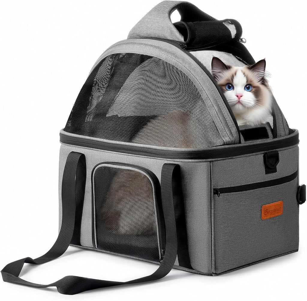 BurgeonNest Top-Expandable Cat Carrier with Semi-Open Canopy, Up to 15 lbs