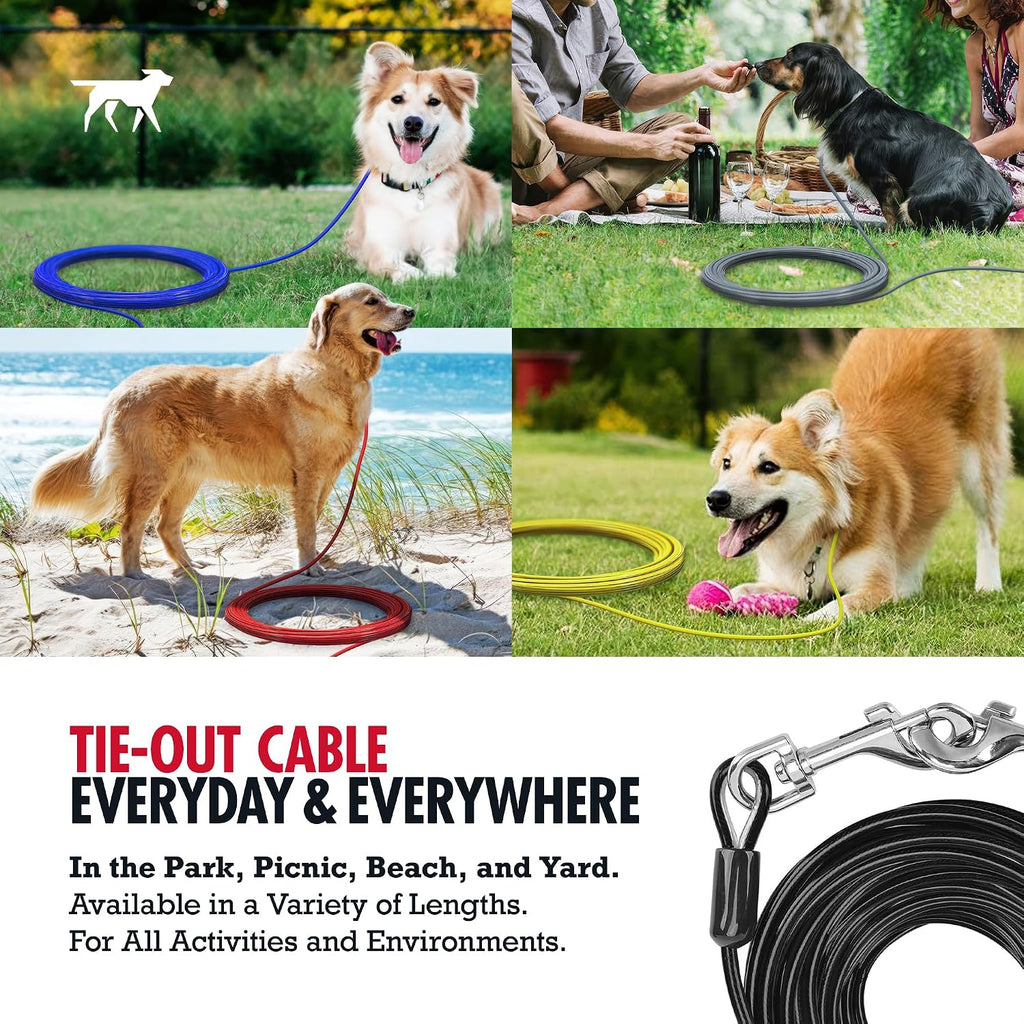 Tuff Pupper Dog Tie Out Cable, 100 ft Heavy Duty Lead for up to 125 lb Dogs