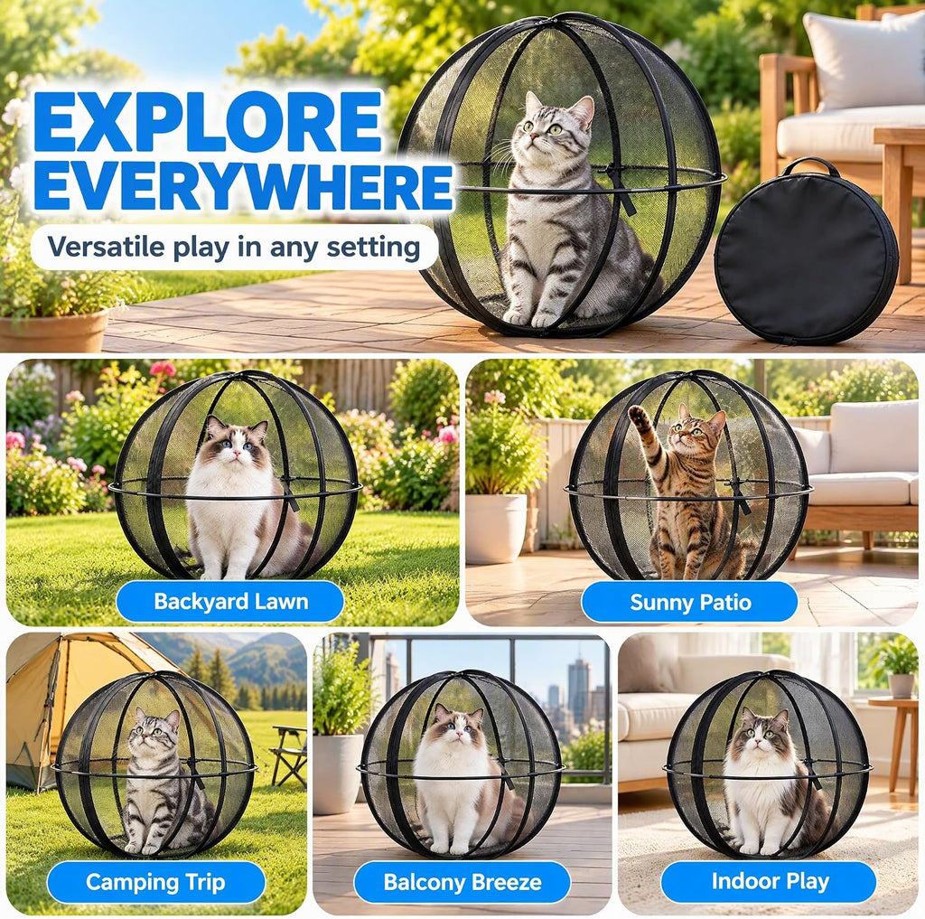 27'' Cat Hamster Ball for Outside, 360° Pop Up Cat Outdoor Play Enclosure