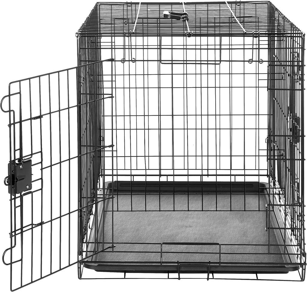 Amazon Basics Portable, Easy to Assemble, Foldable Metal Wire Dog Crate with Removable Tray, Double Door, Divider Panel,