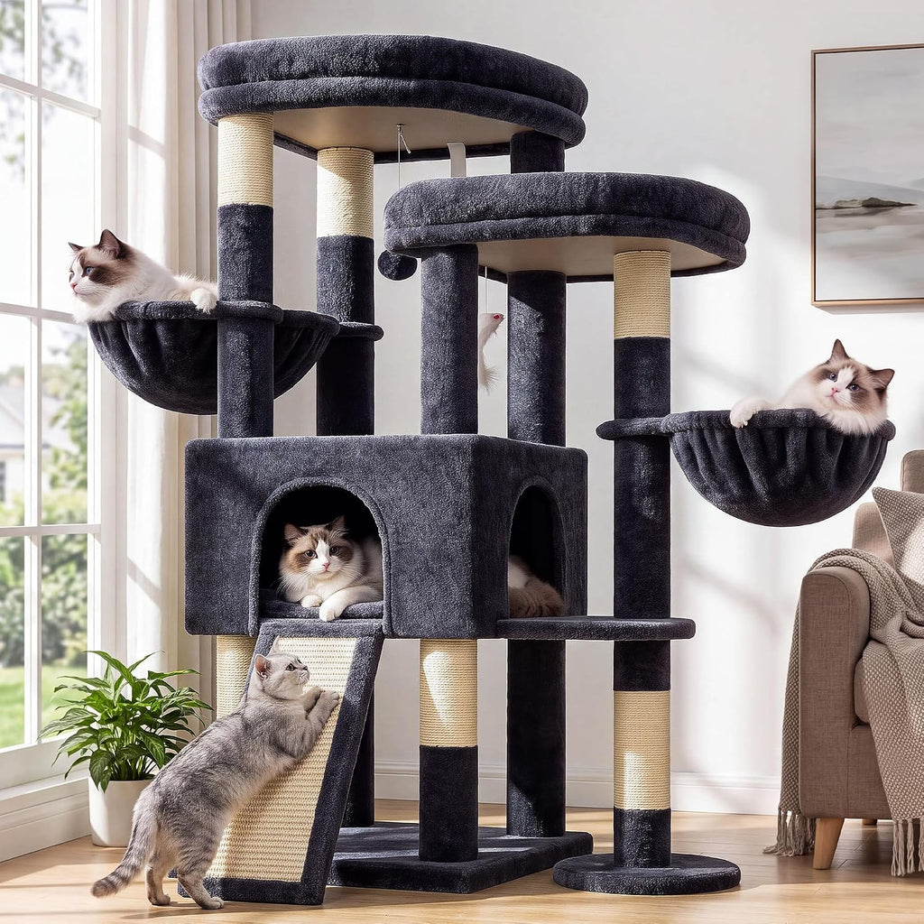 Globlazer Sturdy Cat Tree for Large Adult Cats with Scratching Posts, C52