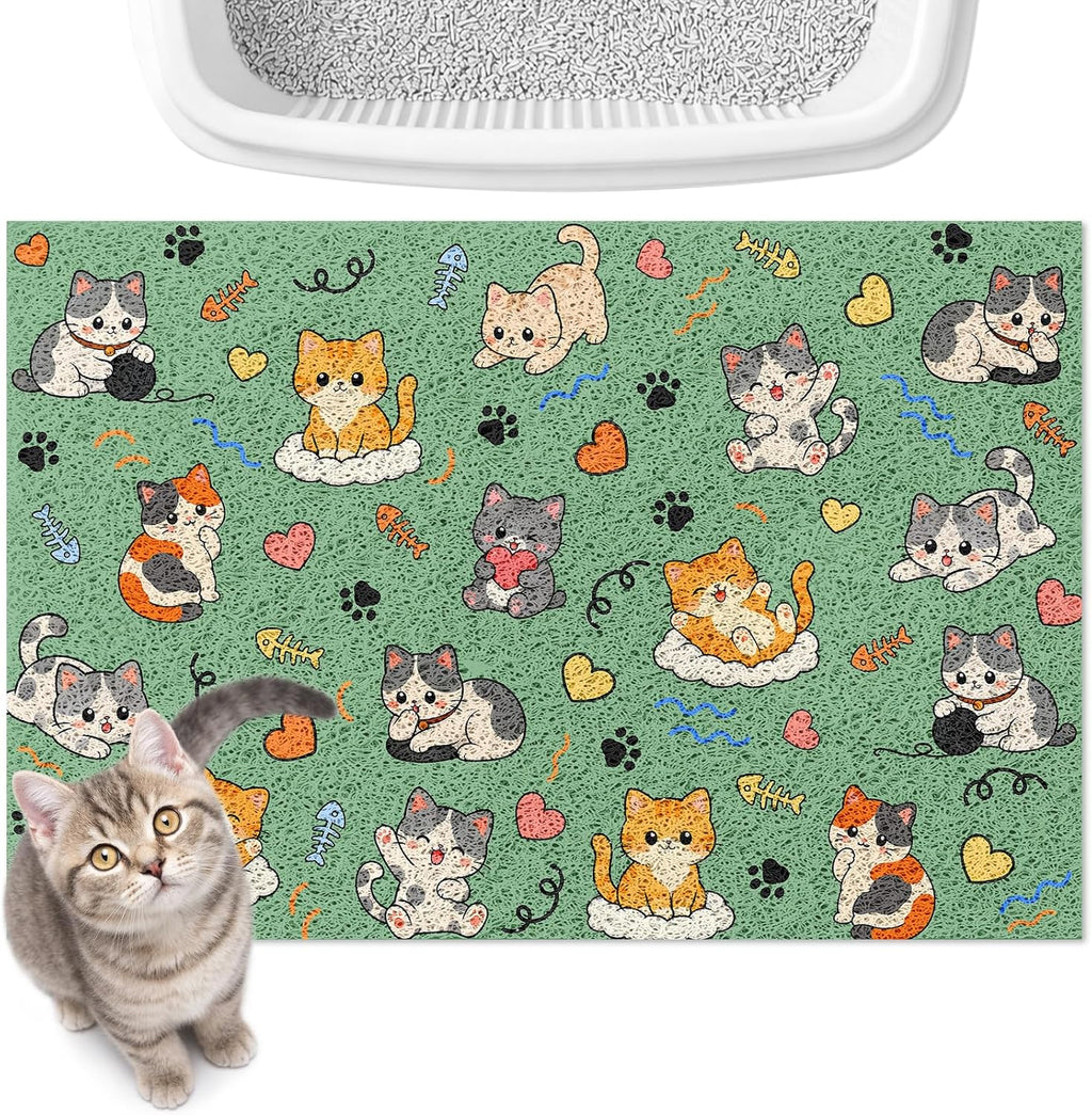 Cat Litter Mat, 24" x 16" Cute Litter Box Trapping Mat