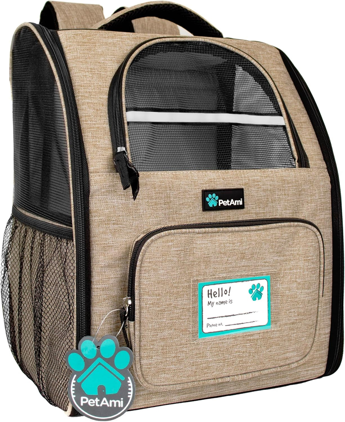 PetAmi Dog Backpack Carrier Airline Approved Cat Pet Puppy Bag, Black