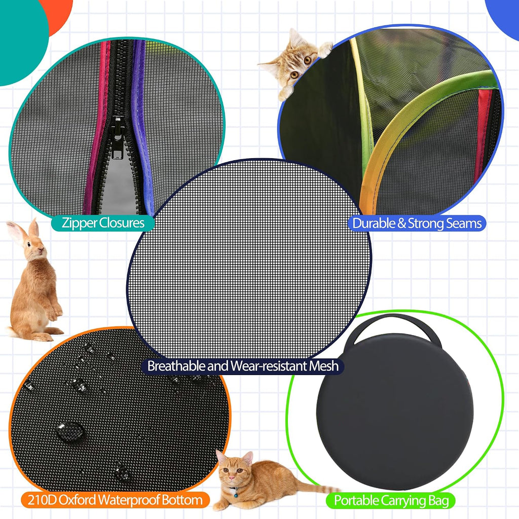 Outdoor Cat Enclosure, 2-in-1 Pop-up Portable Catio Playground