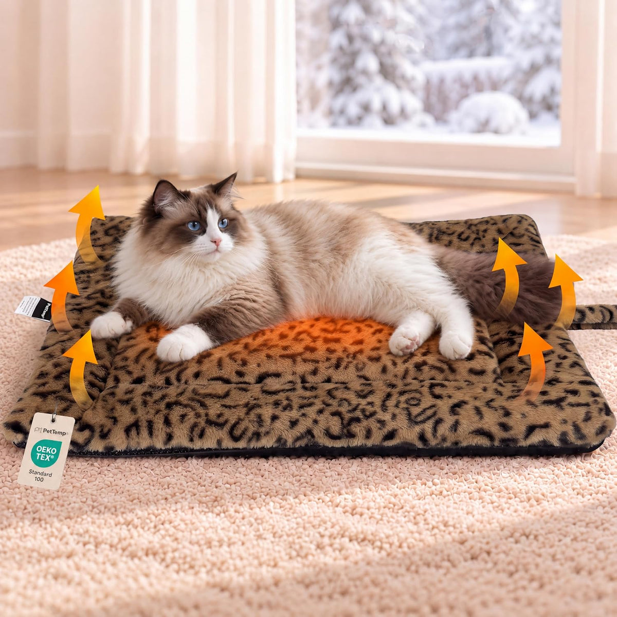 Self Warming Cat Pad for Cats and Small Dogs, Non Electric Thermal Pet Mat, Washable Soft Sleeping Mat with Non Slip Bac