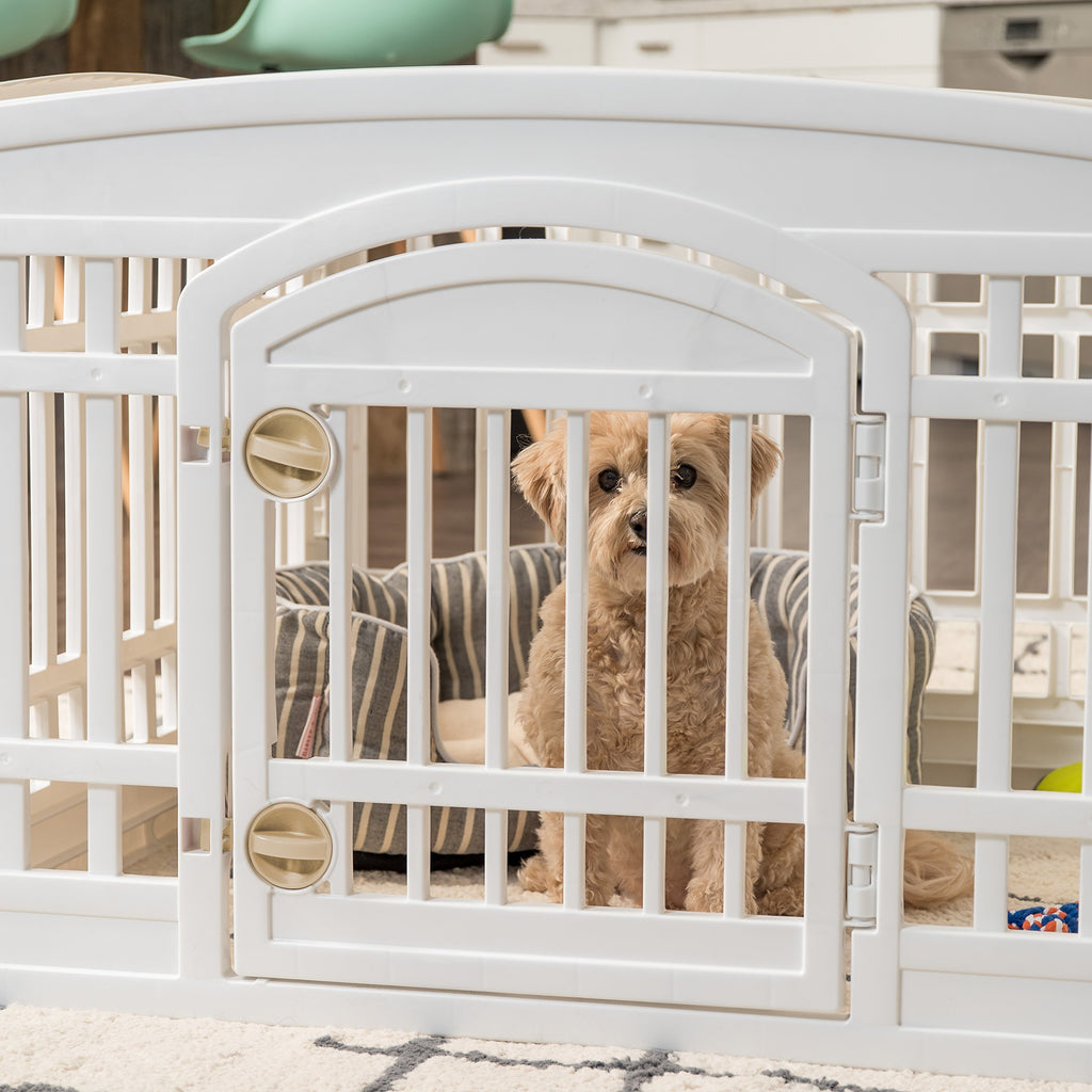 IRIS USA 4-Panel Dog Playpen, Pet Enclosure, White