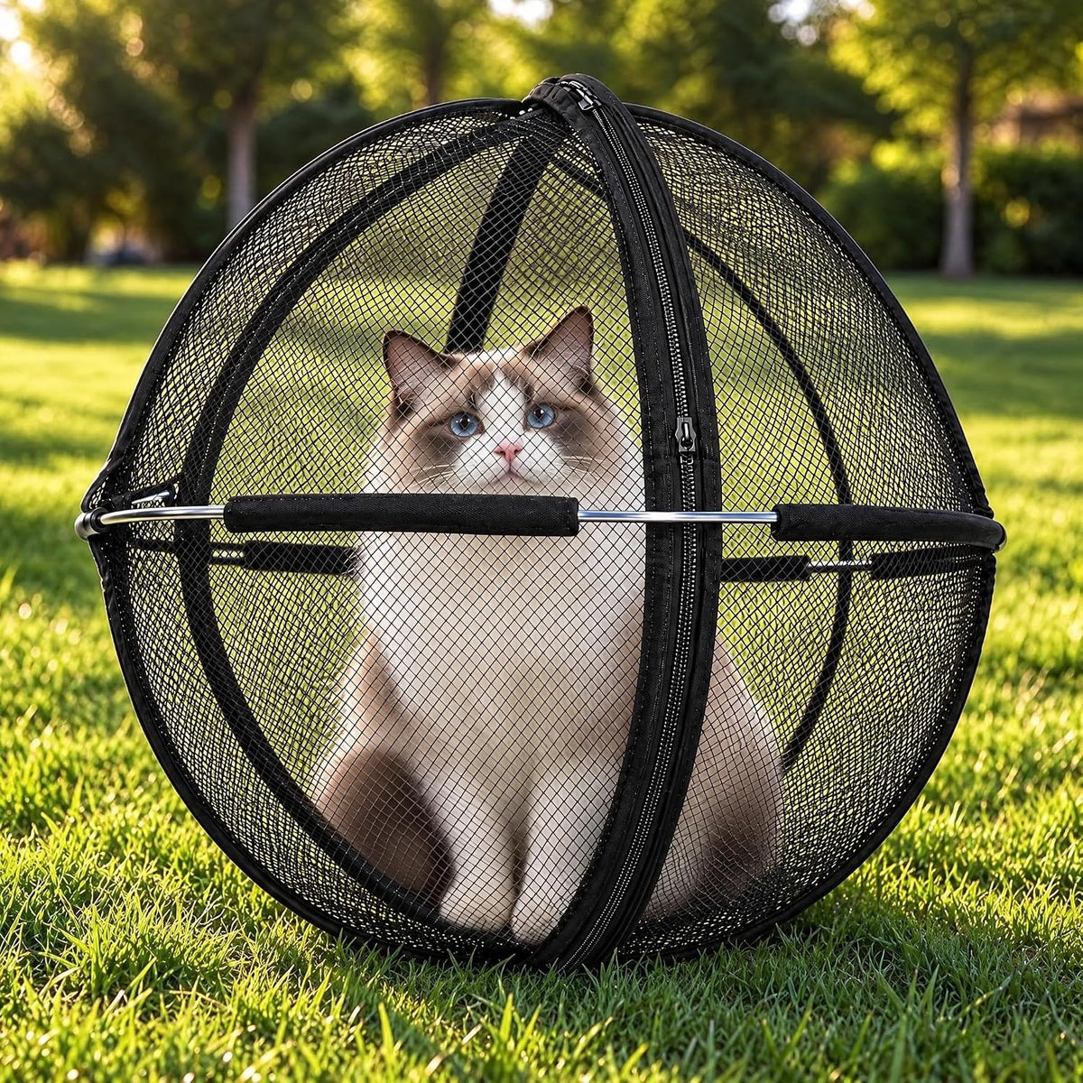 Outdoor Cat Enclosure, Cat Hamster Ball ，360° Panoramic Rolling Cat Playpen