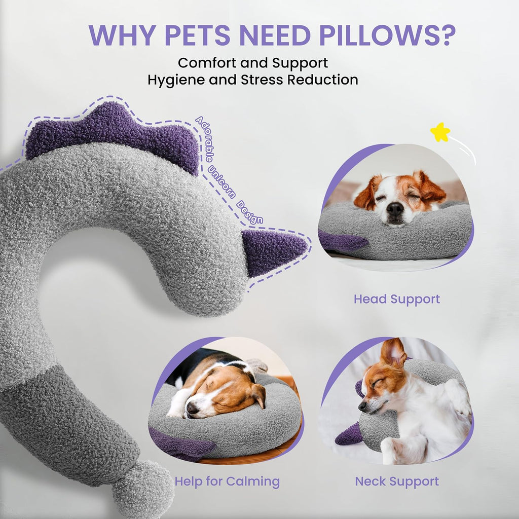 Dog Calming Pillow-Soft Neck Pillow for Dogs, Washable Sleep Pillow