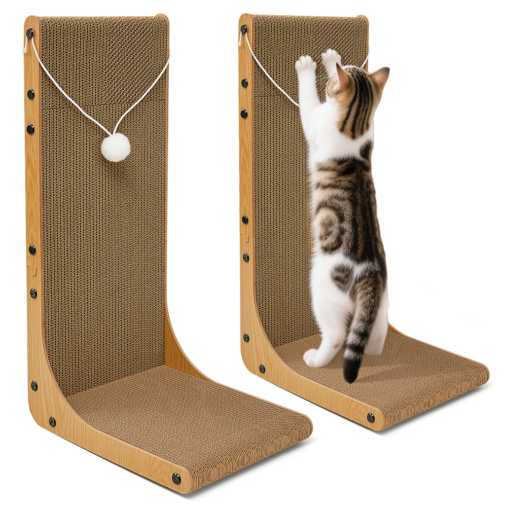 Markarbarka 23.6 IN L-Shaped Cardboard Cat Scratcher, 2-Pack for Indoor Cat