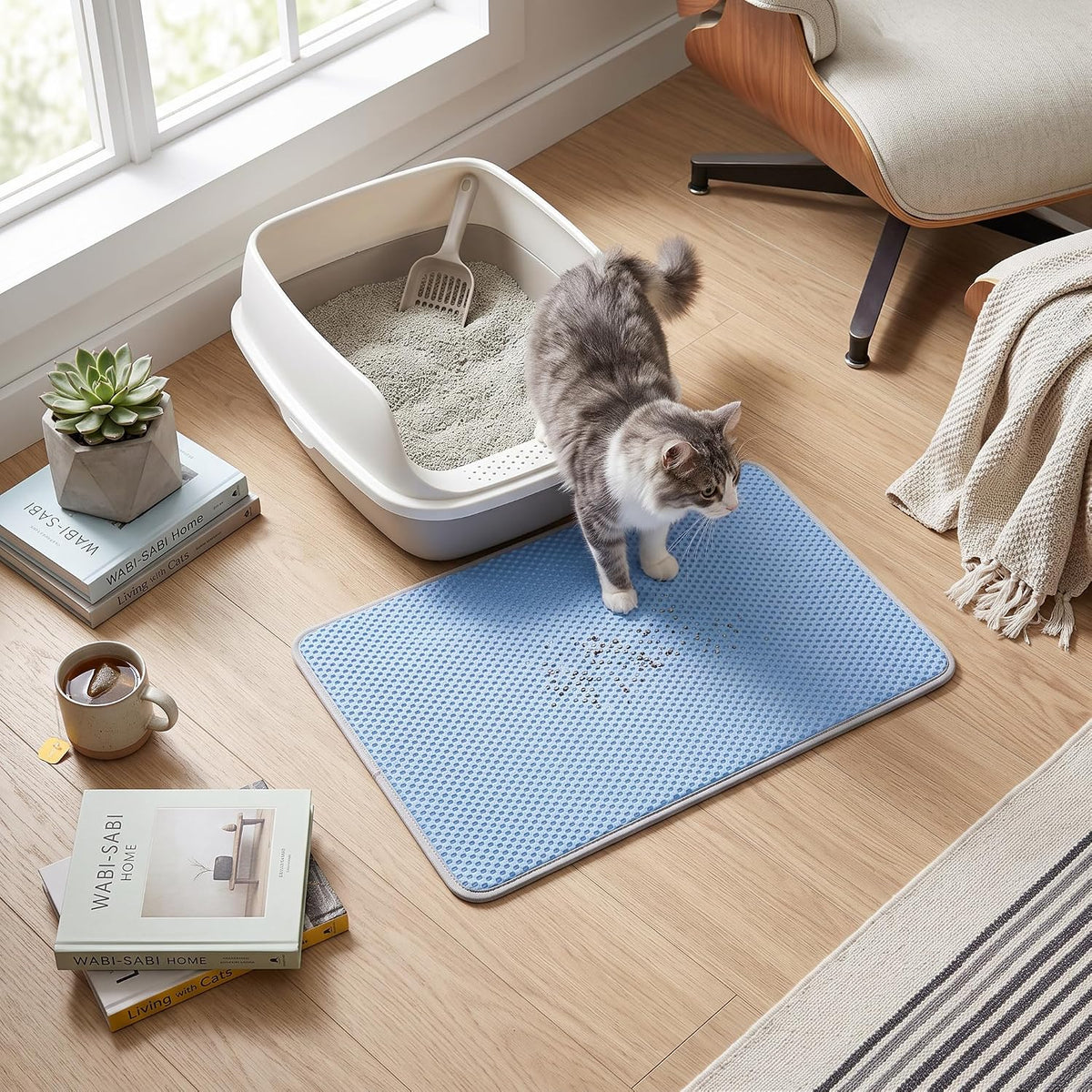 Silicone Cat Litter Mat 60x35cm, Honeycomb Double Layer Waterproof