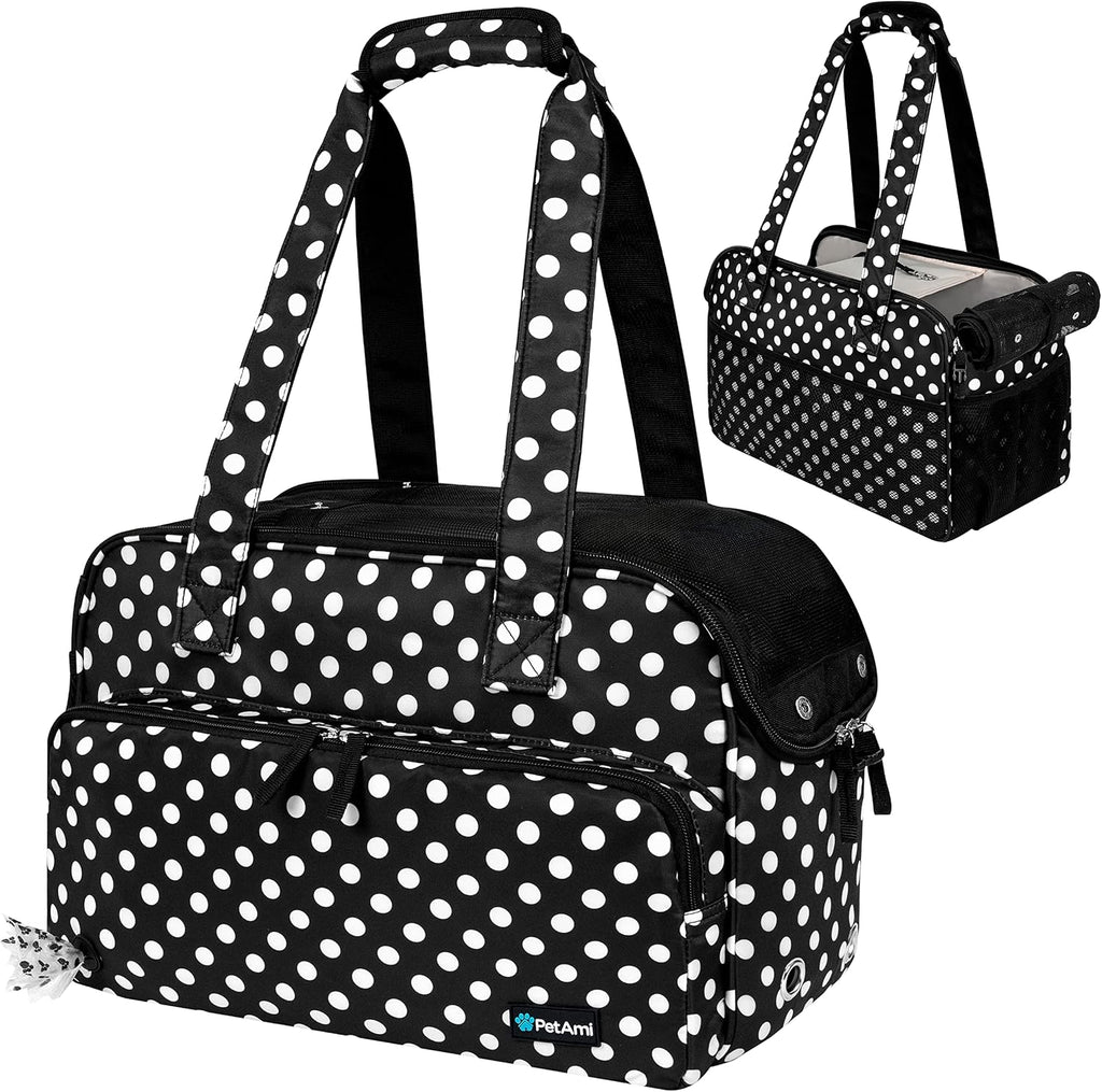 PetAmi Small Dog Purse Carrier, Airline Approved Soft Sided Tote, Dark Gray
