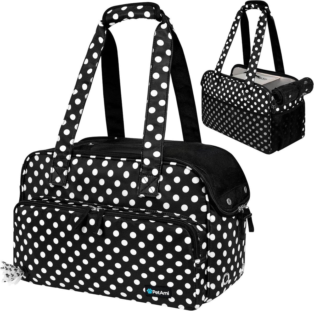 PetAmi Small Dog Purse Carrier, Airline Approved Soft Sided Tote, Dark Gray
