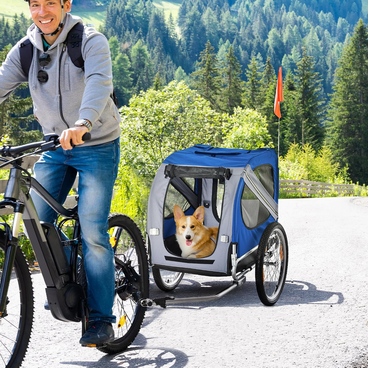 Aosom Dog Bike Trailer Easy Folding Cart Frame 20" Wheels