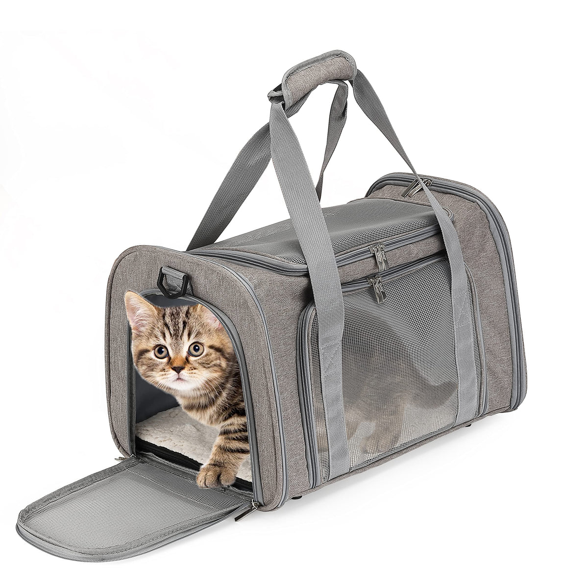 Mr. Pen- Pet Carrier, 17.5" x 11.2" x 11.5", Medium Size, Gray