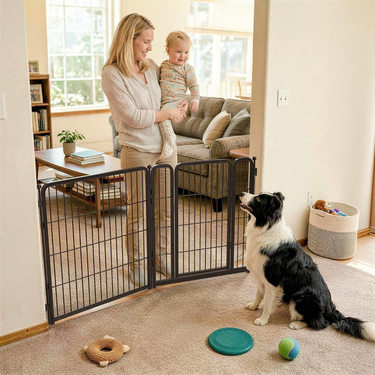 FXW Dog Gate, Extra Wide Adjustable for Openings Up to 183", 24" H