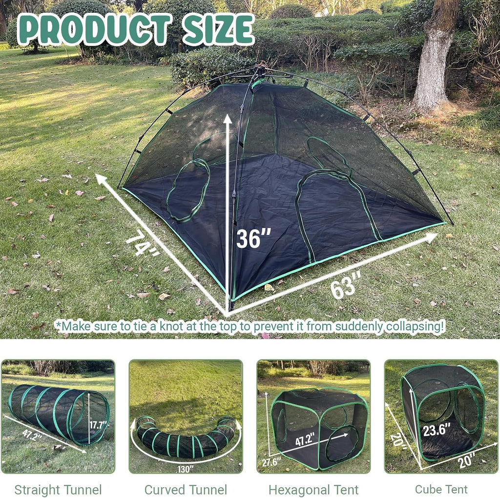 6-in-1 Cat Tent & Enclosure Outdoor, Foldable Playpen with Tunnels