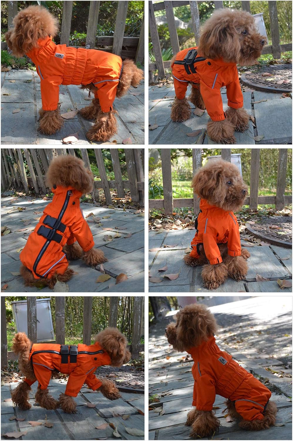 Lovelonglong Waterproof Dog Raincoat – 4-Leg Full Body Dog Rain Suit with Reflective Strips & Leash Opening, Outdoor Dog