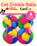Crinkle Balls for Cats, Original 1.5 Inch, 4 Pack, Crinkle Cat Toy, CanCor