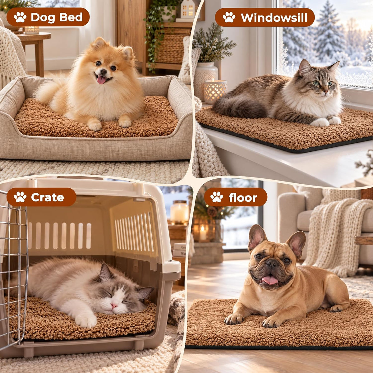 PatiencET Self Warming Cat Bed for Indoor Cats 14'' x 20'' - Cozy Fleece Heating Pad, Non-Electric Thermal Mat for Small