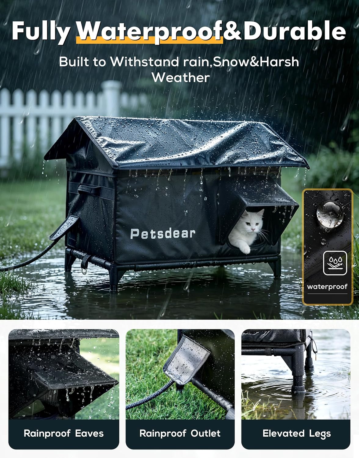 Heated Outdoor Cat House - Large Weatherproof Shelter for Multiple Cats