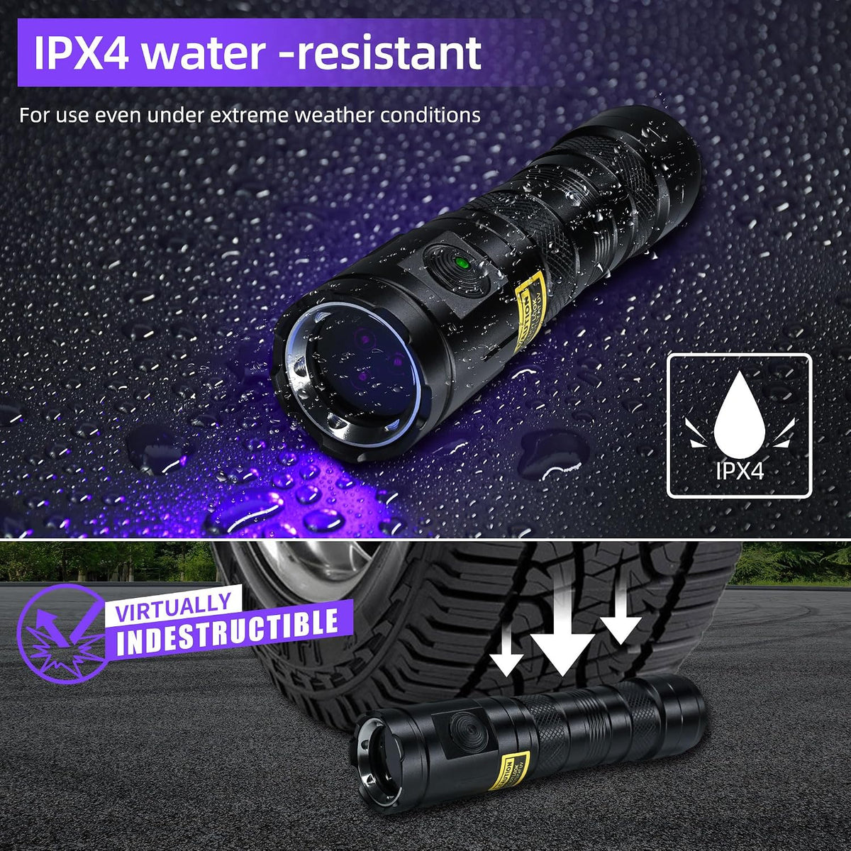 DARKBEAM UV Flashlight 365nm Filtered Black Light Woods Lamps 20W 3 LEDs