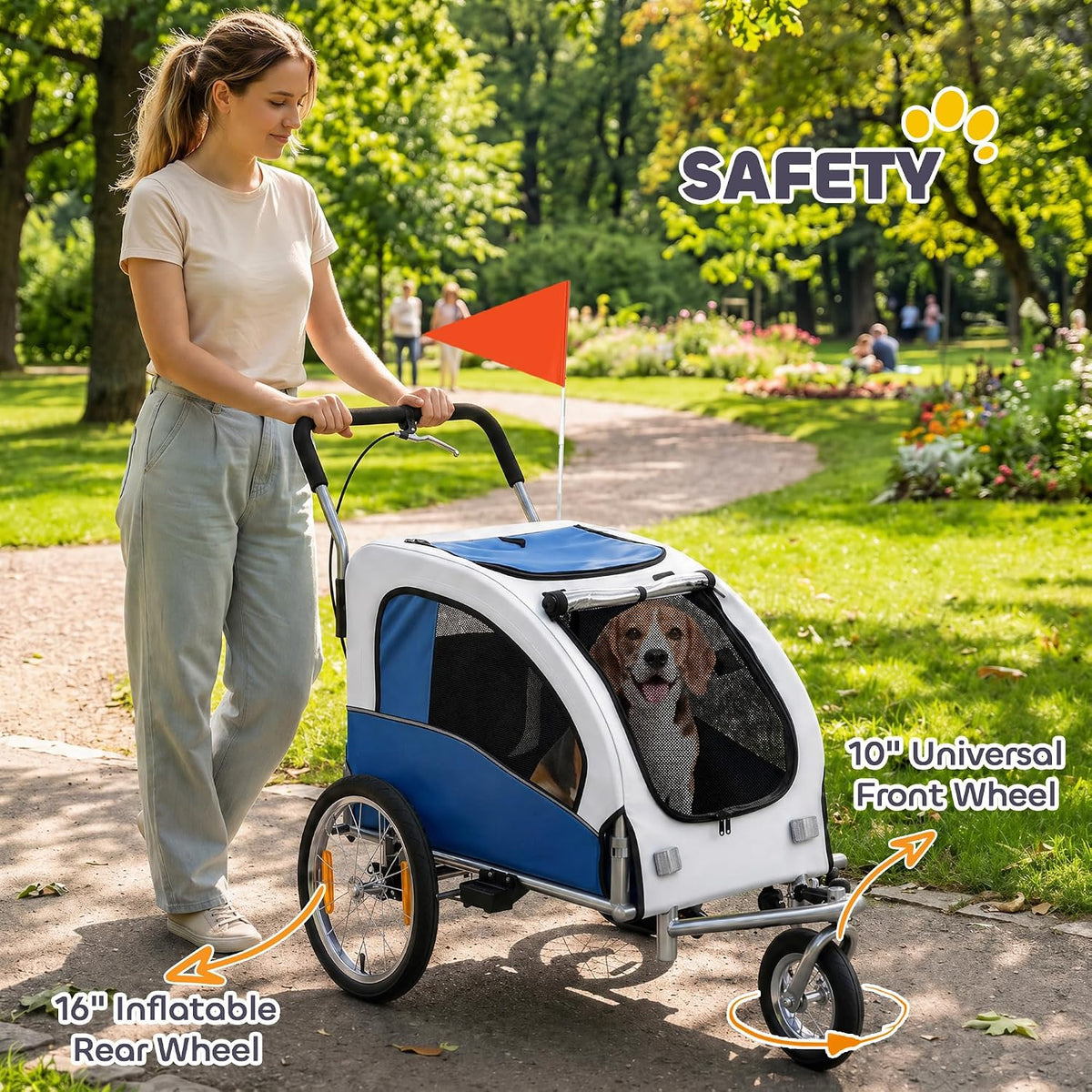 Aosom Dog Bike Trailer 2-in-1 Pet Stroller, Red