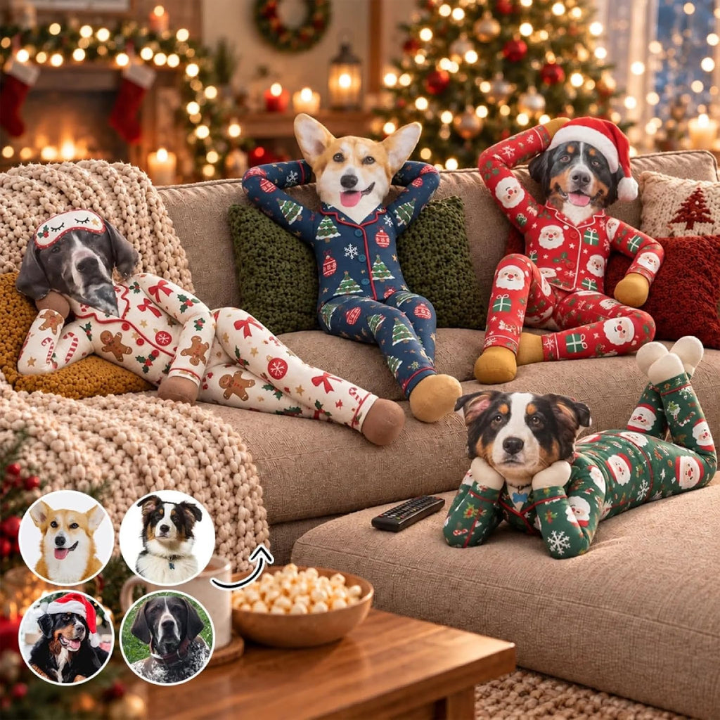 Wrappiness Custom Photo Dog Plush Doll, Poseable Pajamas Pet Lovers Gift