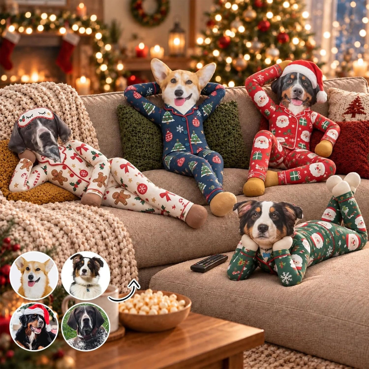 Wrappiness Custom Photo Dog Plush Doll, Poseable Pajamas Pet Lovers Gift