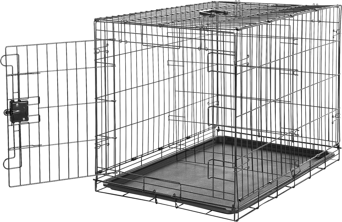 Amazon Basics Portable, Easy to Assemble, Foldable Metal Wire Dog Crate with Removable Tray, Double Door, Divider Panel,
