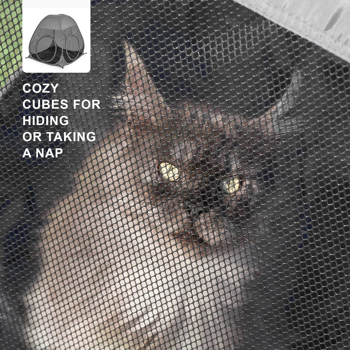 Catio Outdoor Cat Enclosure, 3-in-1 Extra Large Portable Cat Playpen with Tower Tent & Tunnel, Foldable Waterproof Mesh 